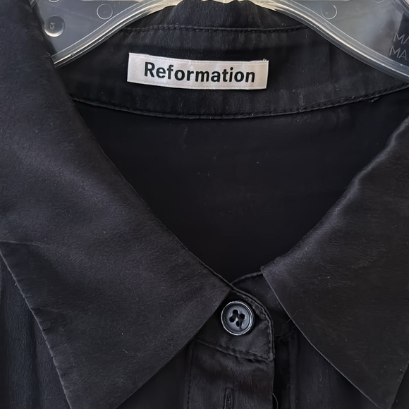 Reformation Silk Black Button Front Top - Picture 5 of 7